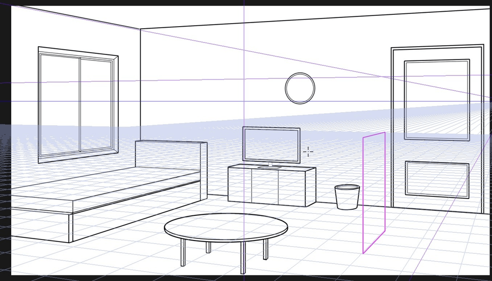 2 point perspective interior grid