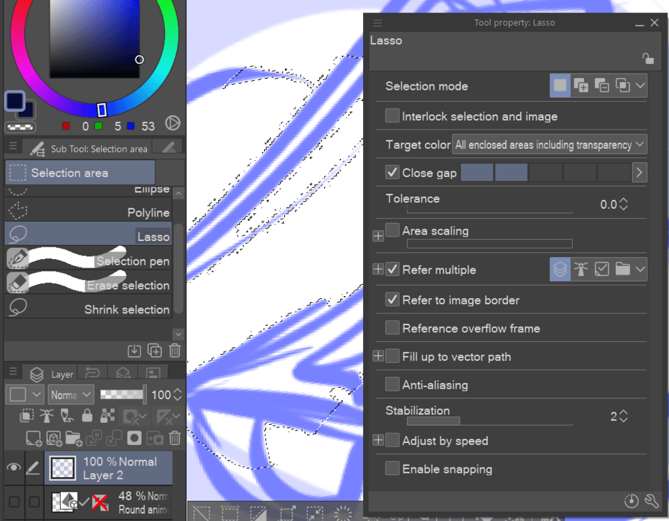 Lasso tool is working like the Shrink Selection tool, How do I change ...