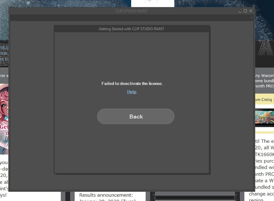Failed to Deactivate License CLIP STUDIO ASK