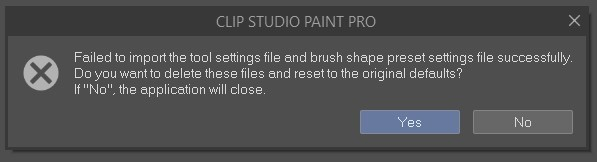 Clip Studio failed to import tool settings - CLIP STUDIO ASK