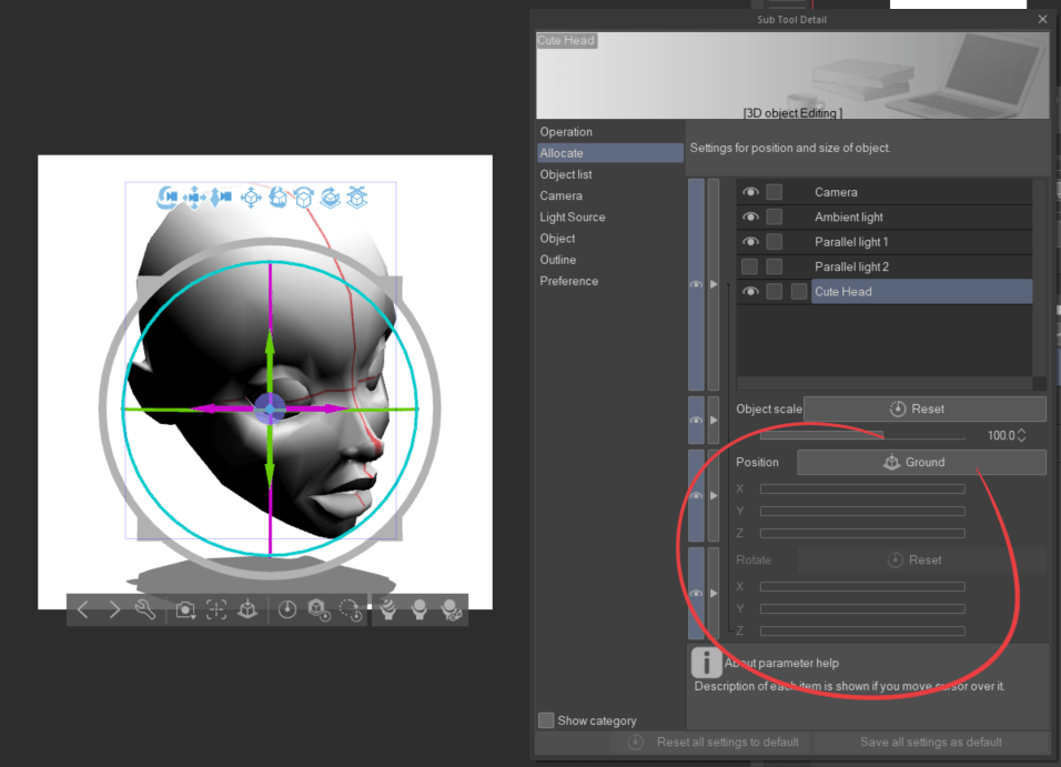 Why Do Some 3d Models Imported To Clip Studio Paint Have The Numeric Position And Rotation Greyed Out Clip Studio Ask