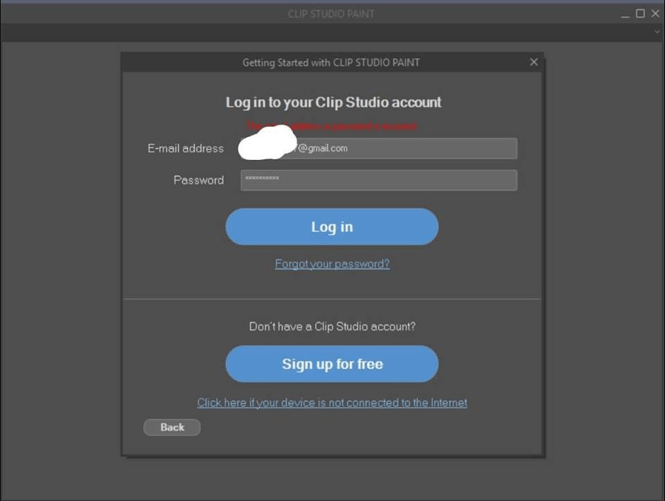 I Entered The Correct Password But Incorrect Password Clip Studio Ask