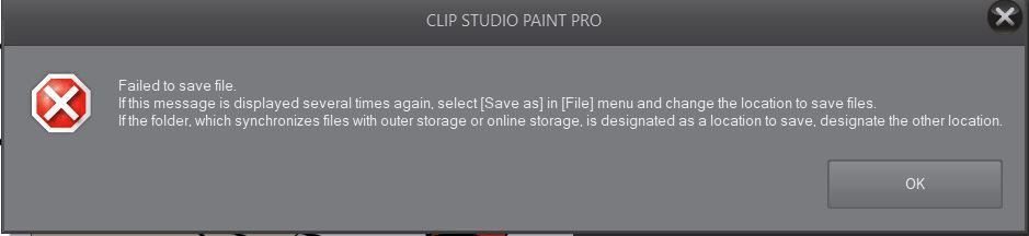 Saving Error - CLIP STUDIO ASK