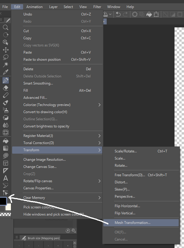 How do I add Mesh transform to my Tool Bar? I see other artists have it