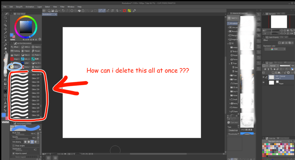 How can i delete all sub tool brushes at once ? - CLIP STUDIO ASK