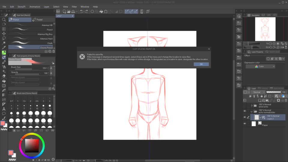 not allowing me to save? - CLIP STUDIO ASK