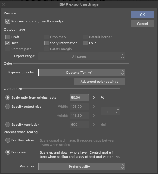 Export screen tone comic for print in smaller size (A4 > A5) - CLIP ...