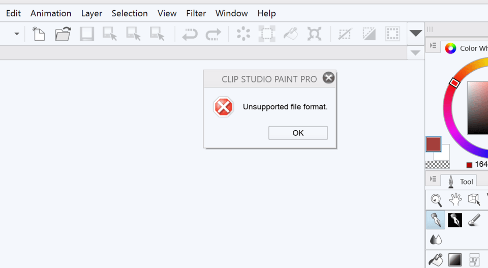 unsupported .clip file error CLIP STUDIO ASK