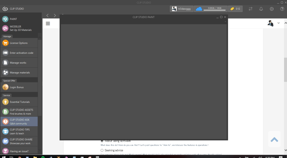 Can't open Clip Studio Paint. Trying will open a window and immediately